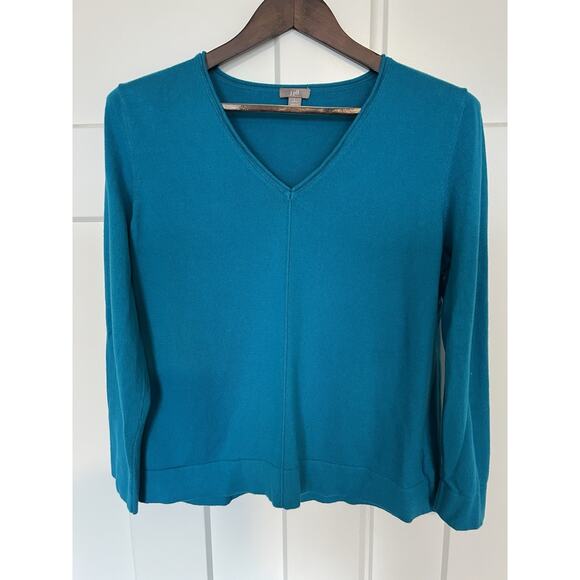 J.Jill Women's Sweater Size Large Petite Teal Long Sleeve V-Neck - Picture 2 of 9